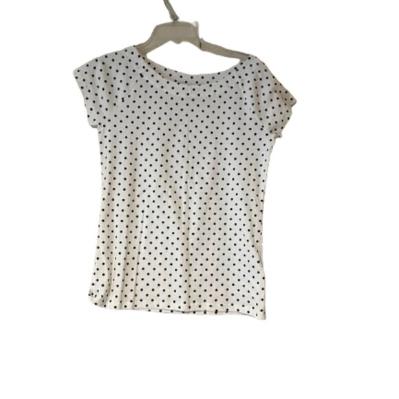 Ralph Lauren White Boatneck T-Shirt with Black Polka Dots - Large - Picture 1 of 5